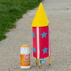 How to make a bottle rocket with baking soda.