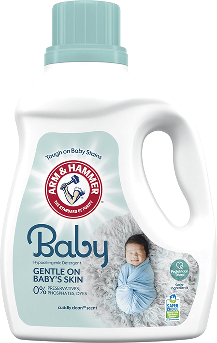 Detergente líquido hipoalergénico para ropa ARM & HAMMER Baby, para recién  nacidos y bebés, alta eficiencia.