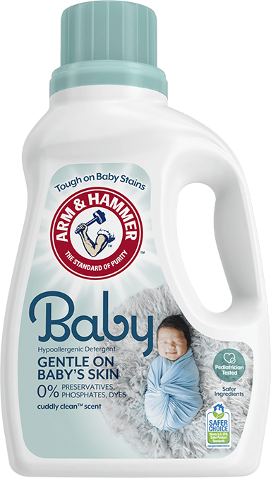 Detergente líquido hipoalergénico para ropa ARM & HAMMER Baby, para recién nacidos bebés, eficiencia.