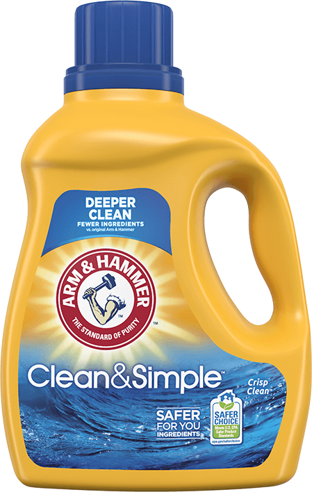 ARM & HAMMER Clean & Simple, detergente líquido para ropa Crisp Clean,  libre de crueldad, sin tintes, de alta eficiencia.