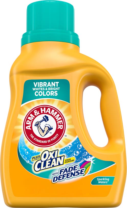 & HAMMER más OxiClean con Defensa contra el descoloramiento, Sparkling Waters, detergente líquido para ropa antidescoloración, alta