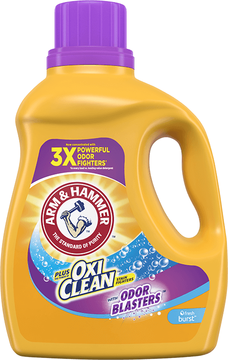 ARM & HAMMER más OxiClean con Odor Blasters, Estallido de frescura,  detergente líquido para ropa de alta eficiencia para eliminar olores.