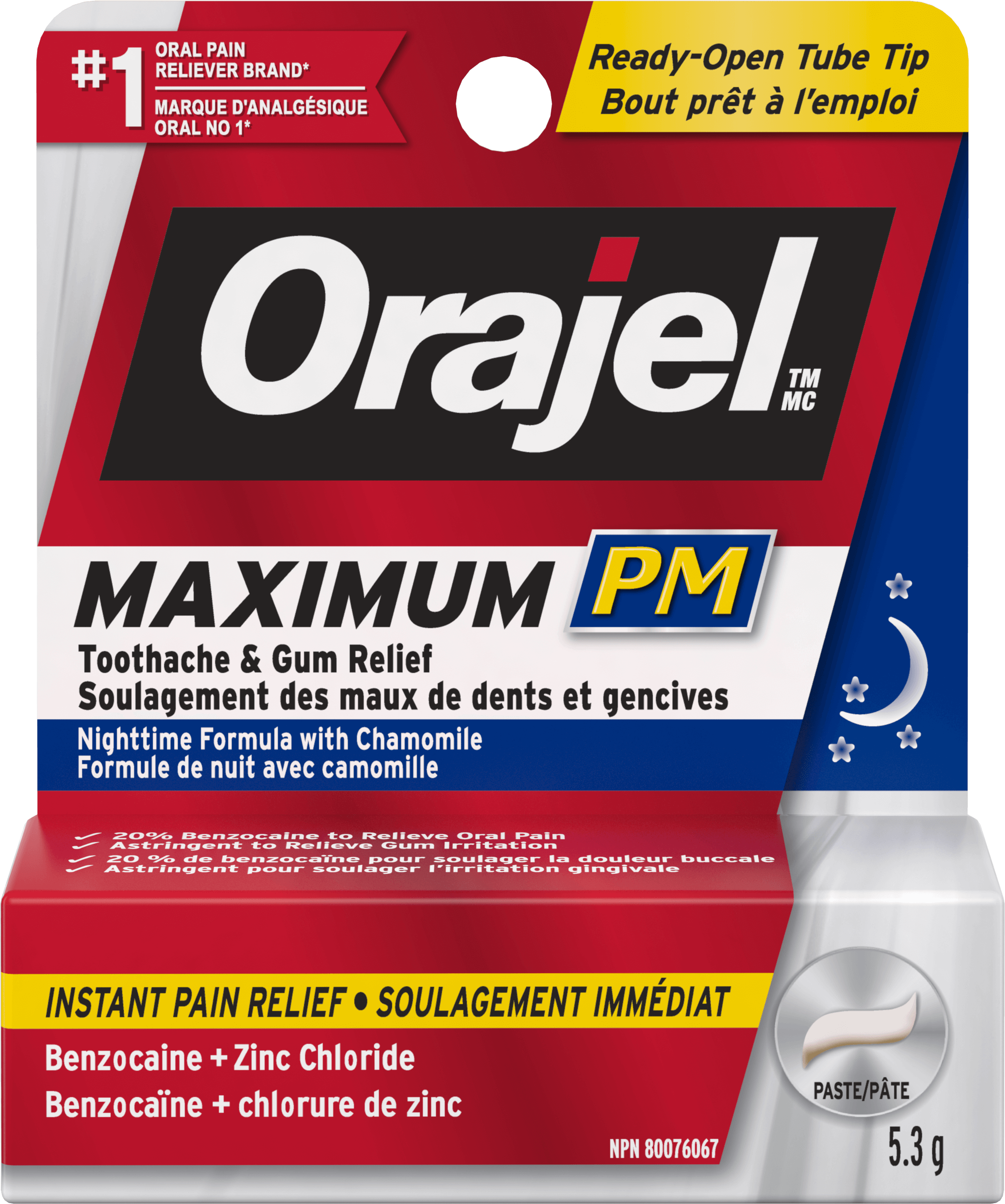 Pâte Force maximale PM pour rage de dents et gencives OrajelMC 
