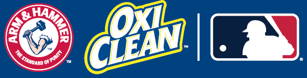 Arm and Hammer, OxiClean, and MLB logos and copyright