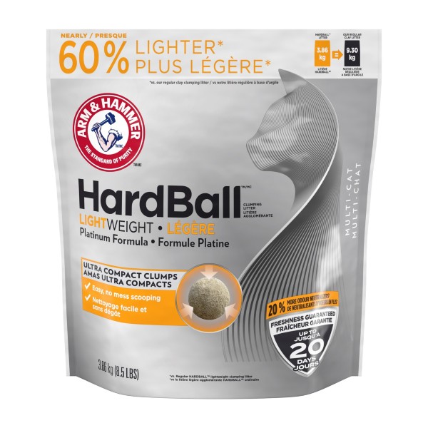 ARM & HAMMER Hardball Clumping Litter, Platinum Formula, Lightweight, Easy No-Mess Scooping